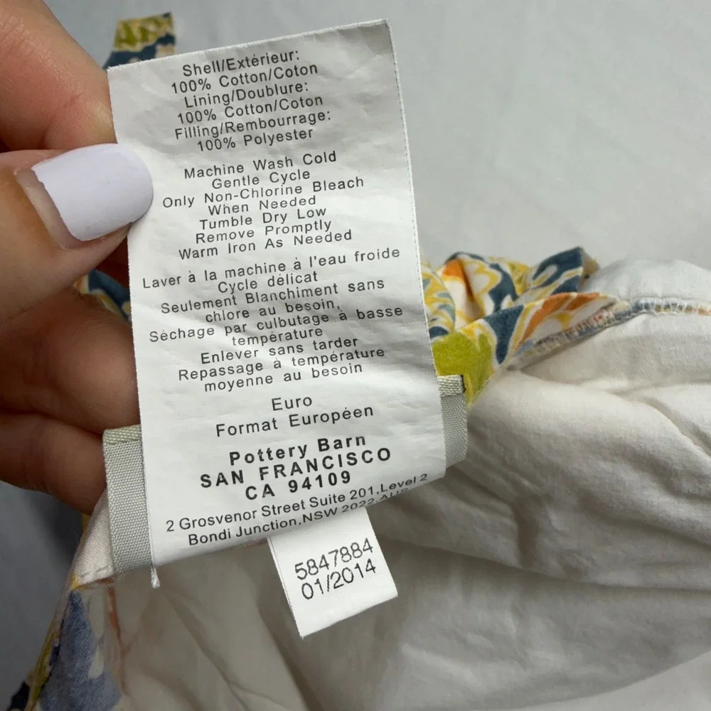 Pottery Barn Maggie Floral Euro Sham Pair Blue Orange Cottage‎ Grandmillennial